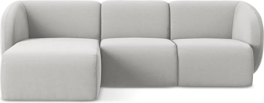 Светлосив кадифен ъглов диван (ляв ъгъл) Lani – Makamii