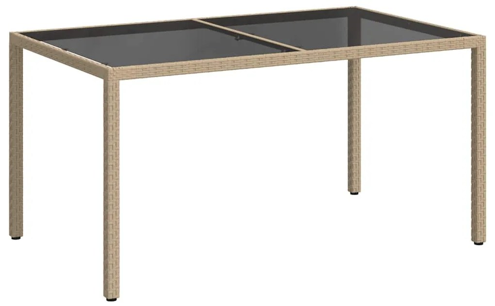 316710 vidaXL Градинска маса 150x90x75 см закалено стъкло и полиратан бежова