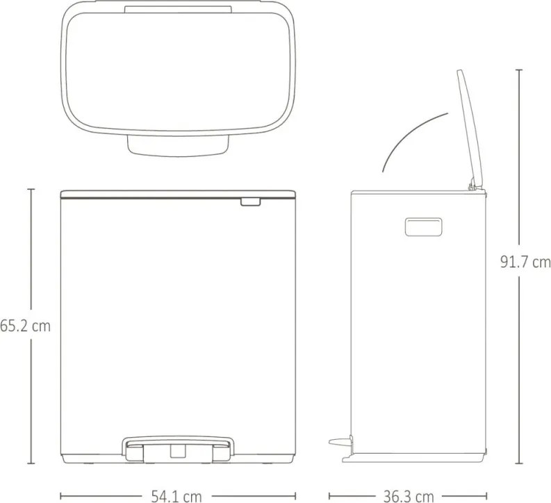 Кош за боклук Brabantia Bo Pedal 1003188, 2x30 л, Плавно затваряне, Противоплъзгаща основа, Бял