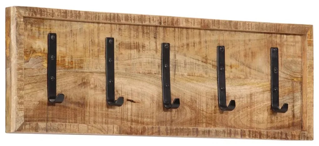 358953 vidaXL Стенна закачалка с 5 куки манго масивно дърво