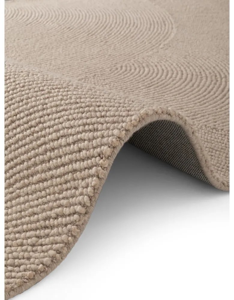 Бежов ръчно изработен вълнен килим 80x150 cm Eleni Light Beige – Hanse Home