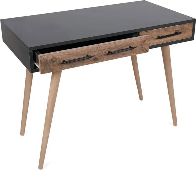 Втора ръка: Бюро Kalune Design 854KLN1502, 105х55 см, 2 чекмеджета, Меламиново покритие, Светлокафяв/черен