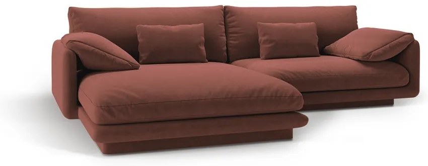 Розов кадифен ъглов диван (ляв ъгъл) Torino – Micadoni