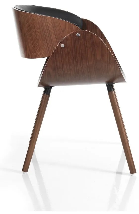 Черен/тъмнокафяв тапициран трапезен стол с подлакътници Visby Evo – Tomasucci