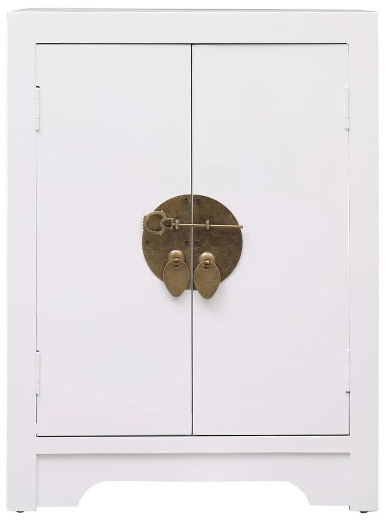 284073 vidaXL Нощно шкафче, бяло, 38x28x52 см, дърво от пауловния