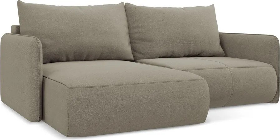 Бежов разтегателен ъглов диван с място за съхранение (ляв ъгъл) Nanea – Makamii