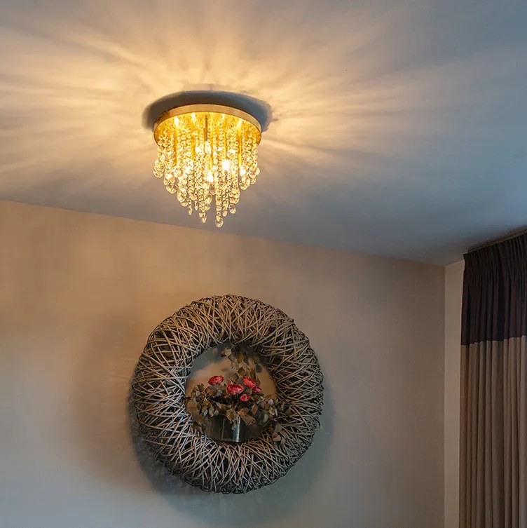 Класическа таванна лампа златисто/месинг 35 см - Медуза