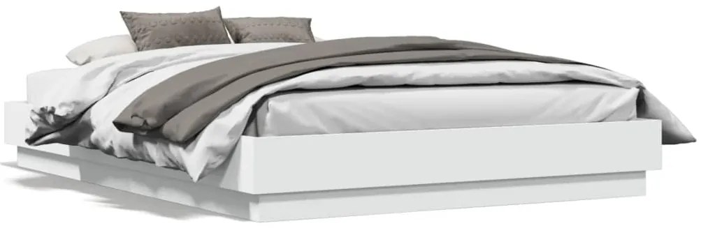 3209870 vidaXL рамка за легло, бяла, 140x190 см, инженерно дърво