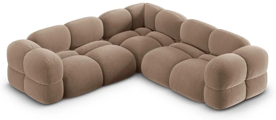 Кафяв кадифен ъглов диван Loretto – Cosmopolitan Design