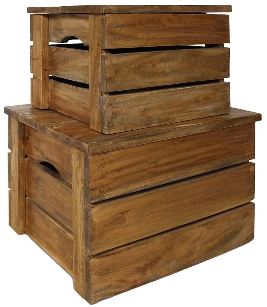 244498 vidaXL Комплект щайги за съхранение, 2 части, махагоново дърво масив