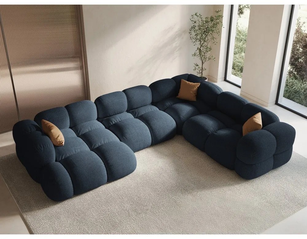 Тъмносин ъглов диван (десен ъгъл/U форма) Loretto – Cosmopolitan Design