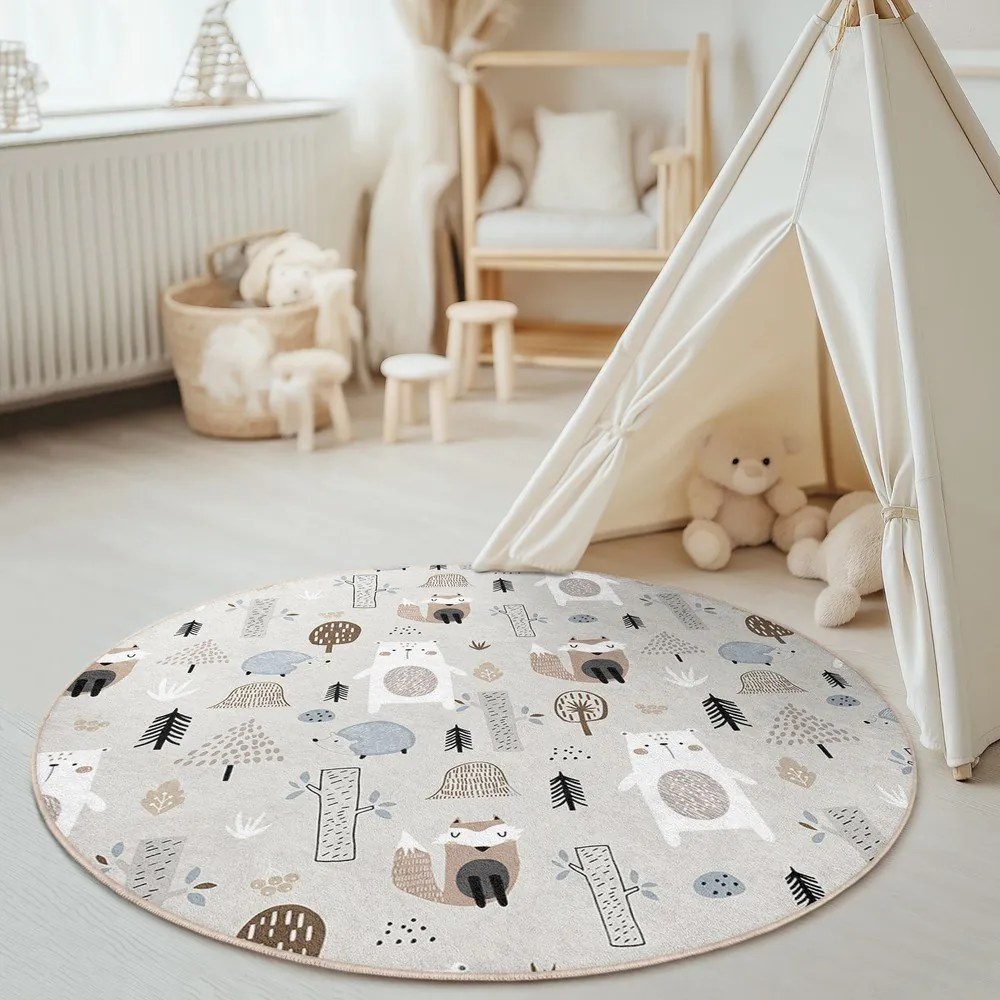 Детски килим подходящ за пране ø100 cm Forest Friends – Mila Home