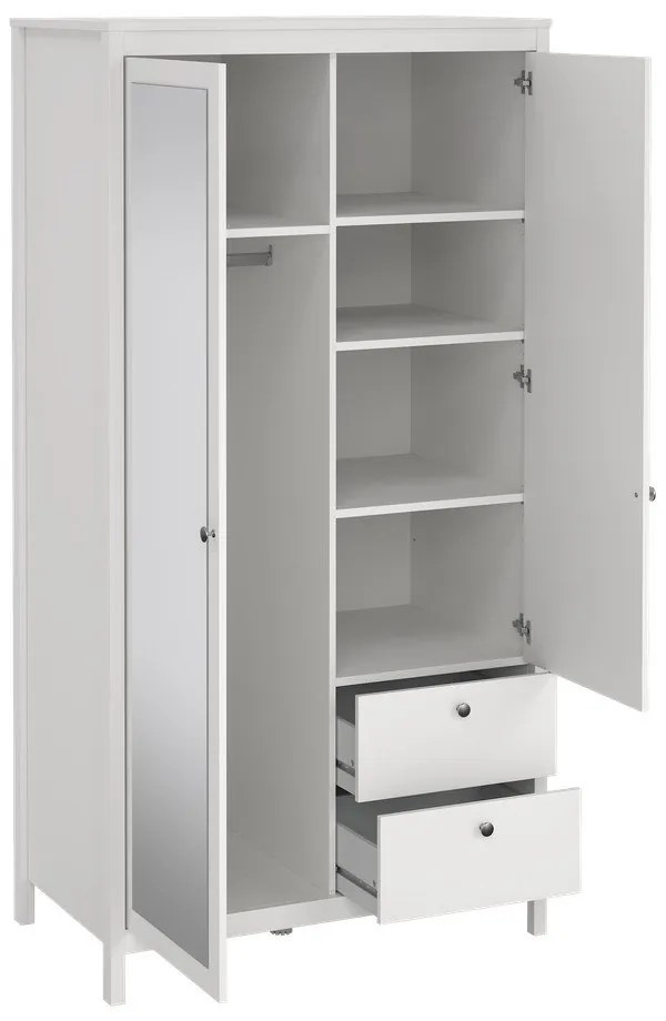 Бял гардероб с огледало 102x199x58 cm Madrid – Tvilum