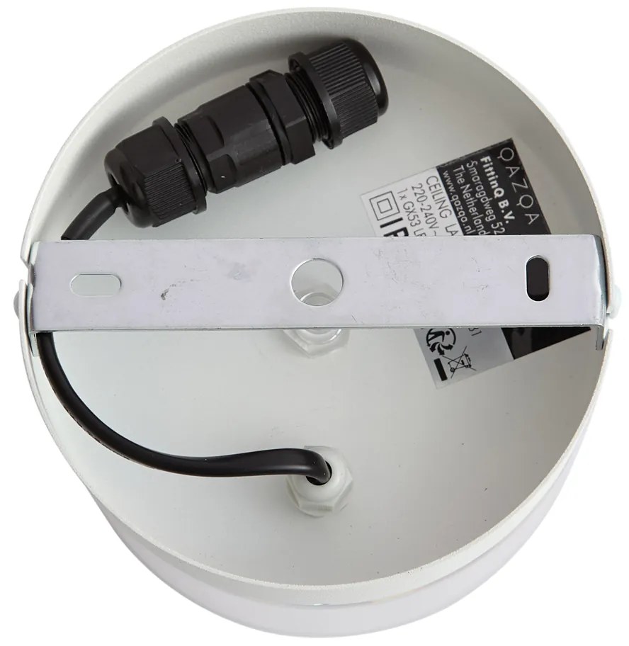 Модерна таванна лампа бяла с прозрачно стъкло - Puck