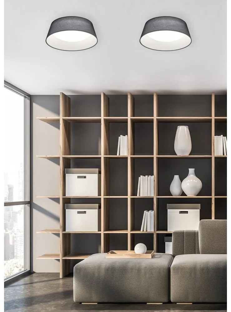 Черно LED осветително тяло за таван с текстилен абажур Ponts – Trio