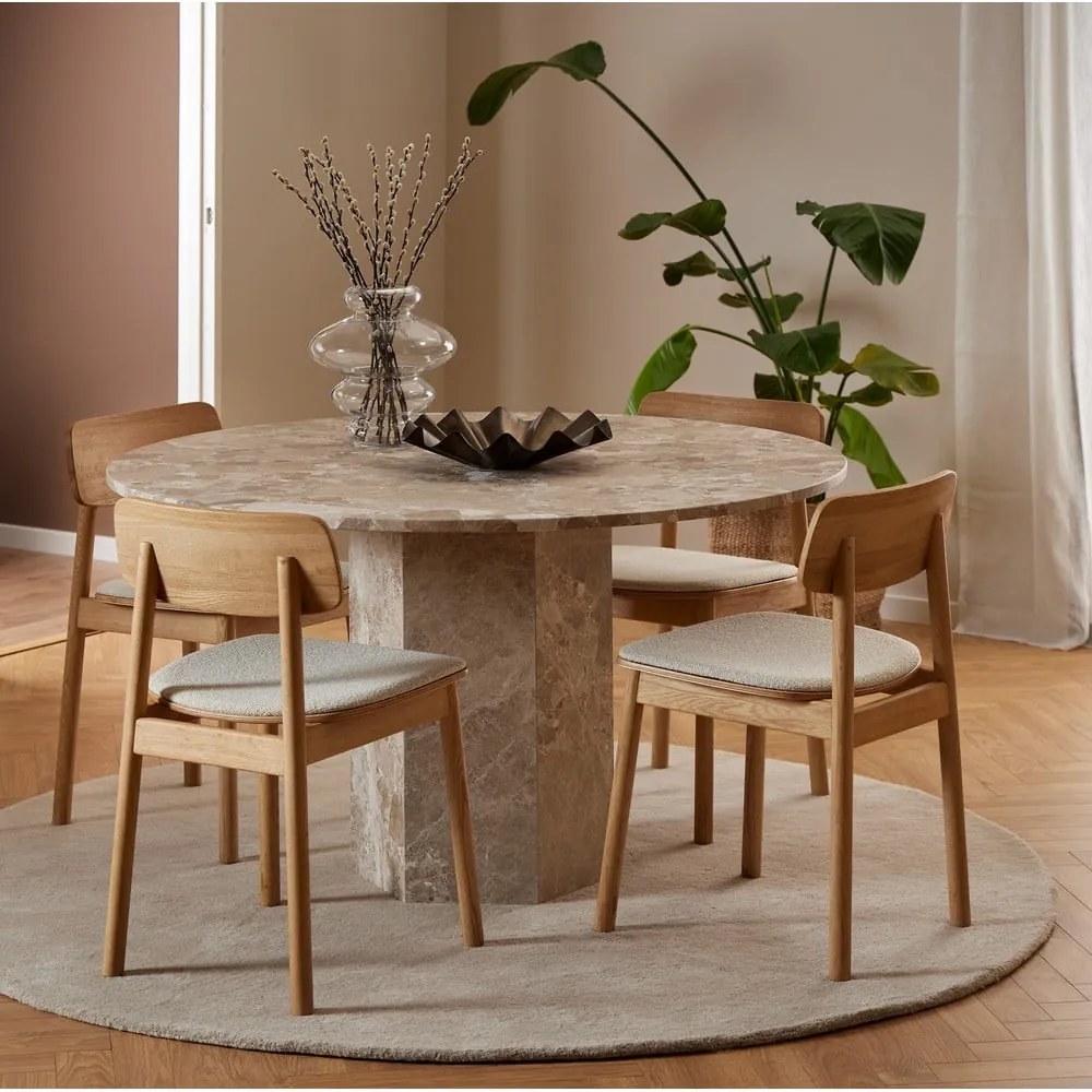 Светлокафява мраморна кръгла трапезна маса ø 130 cm Naxos – Actona