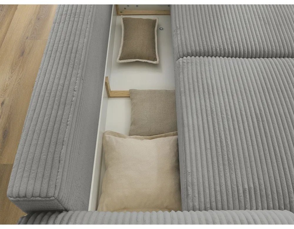 Тъмносив разтегателен диван от рипсено кадифе 257 cm Lucien – Bobochic Paris