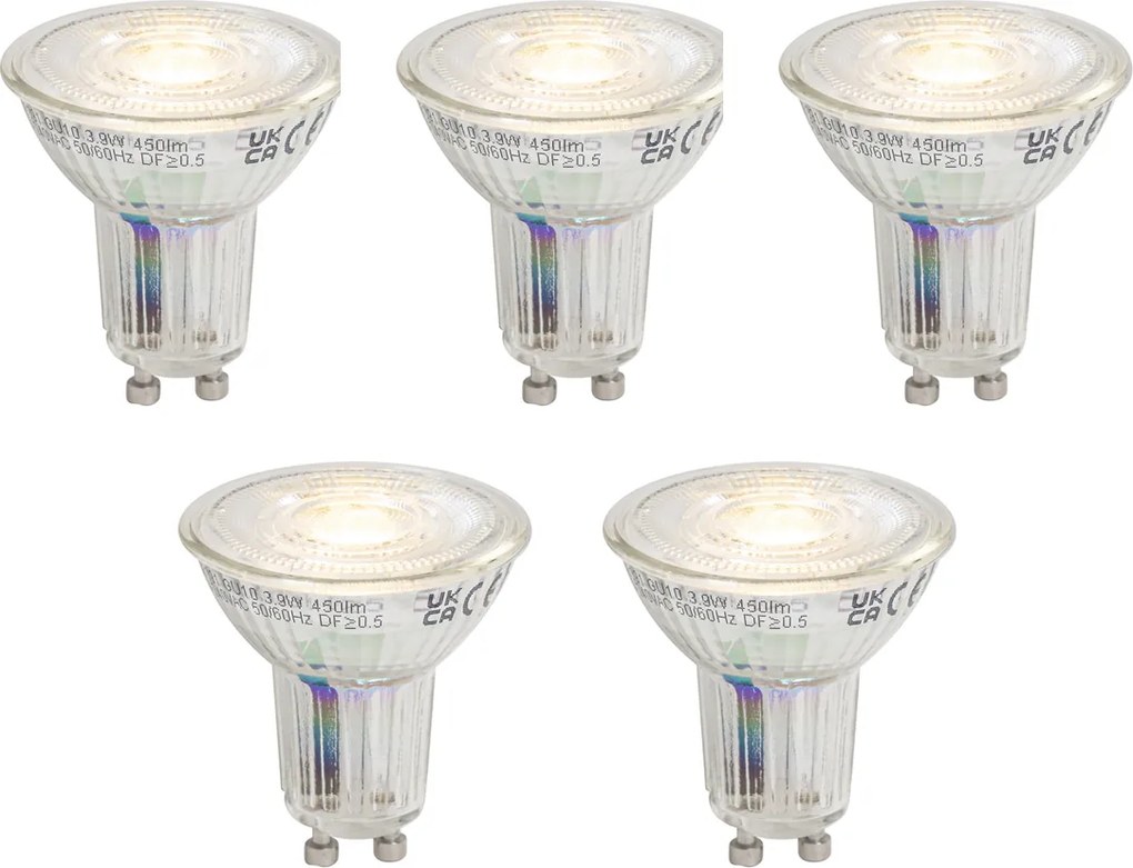 Комплект от 5 димируеми GU10 LED крушки 3.9W 450 lm 3000K Longlife