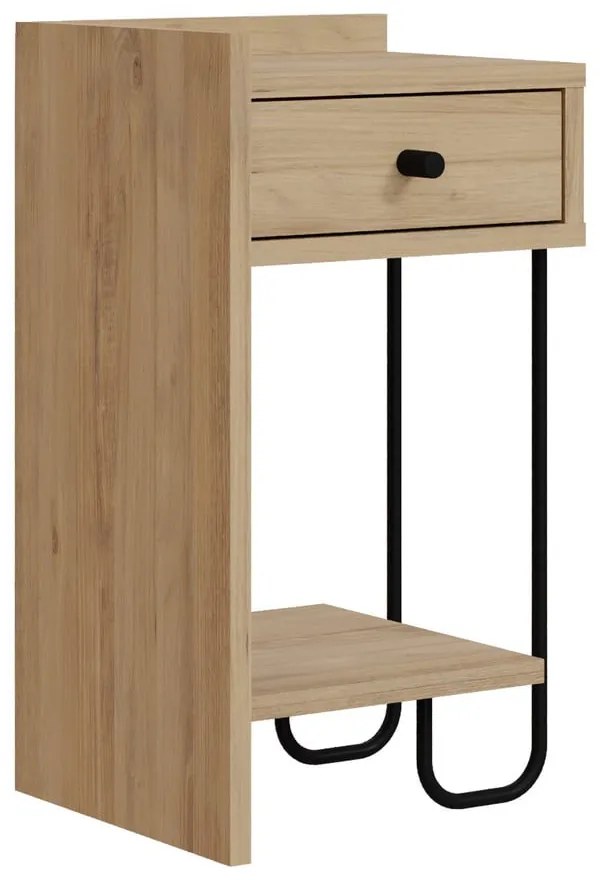 Нощно шкафче в дъбов декор с рафтове в естествен цвят Mercure - Marckeric