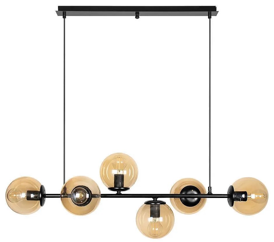 Полилей ФИОРЕ, черен/мед, 6xE27