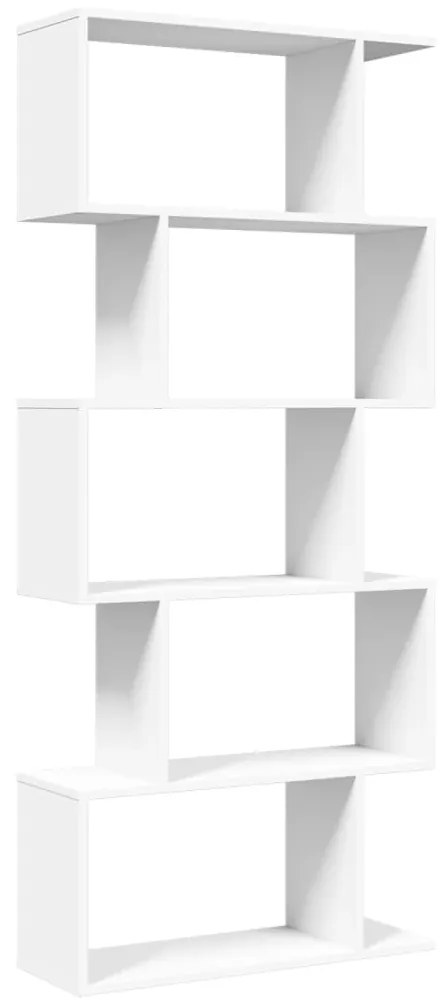 858093 vidaXL Разделител за стая, библиотека, 5 нива, бял, 70x24x161 см, инженерно дърво