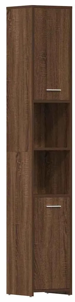 815521 vidaXL Шкаф за баня, кафяв дъб, 30x30x183,5 см, инженерно дърво