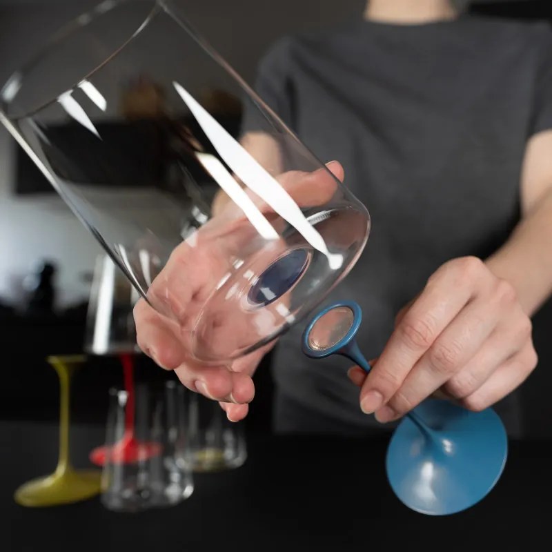 Комплект 2 бр кристални чаши за червено вино Trebonn SplitGlass 2025111, 450 мл, Ø9.2x10.5 см, Модулна система, Червен