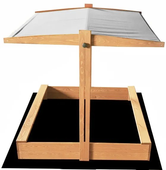 Детски пясъчник със сив покрив 120 x 120 cm