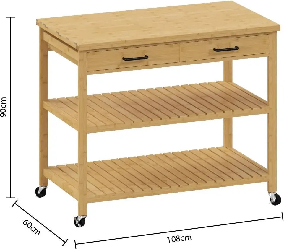 Кухненска количка 5five Linha, Бамбук, 4 нива, Kitchen Island