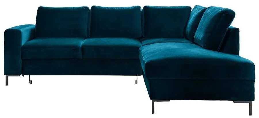 Тюркоаз кадифен разтегателен ъглов диван (десен ъгъл) Lofty Lilly – Miuform