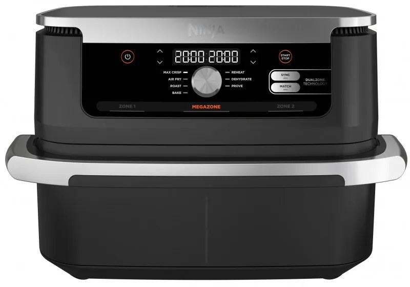 Двоен фритюрник с горещ въздух Ninja AF500EU, 10.4 л, 7 програми, Таймер, Независими зони, Черен