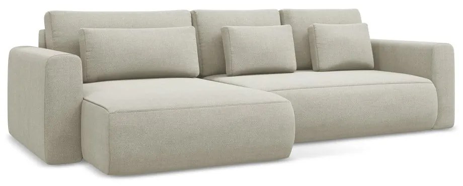 Бежов разтегателен ъглов диван с място за съхранение (ляв ъгъл) Kapua – Makamii