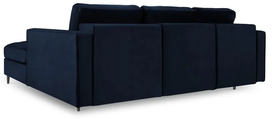 Ъглов разтегателен диван от синьо кадифе , десен ъгъл Santo - Milo Casa