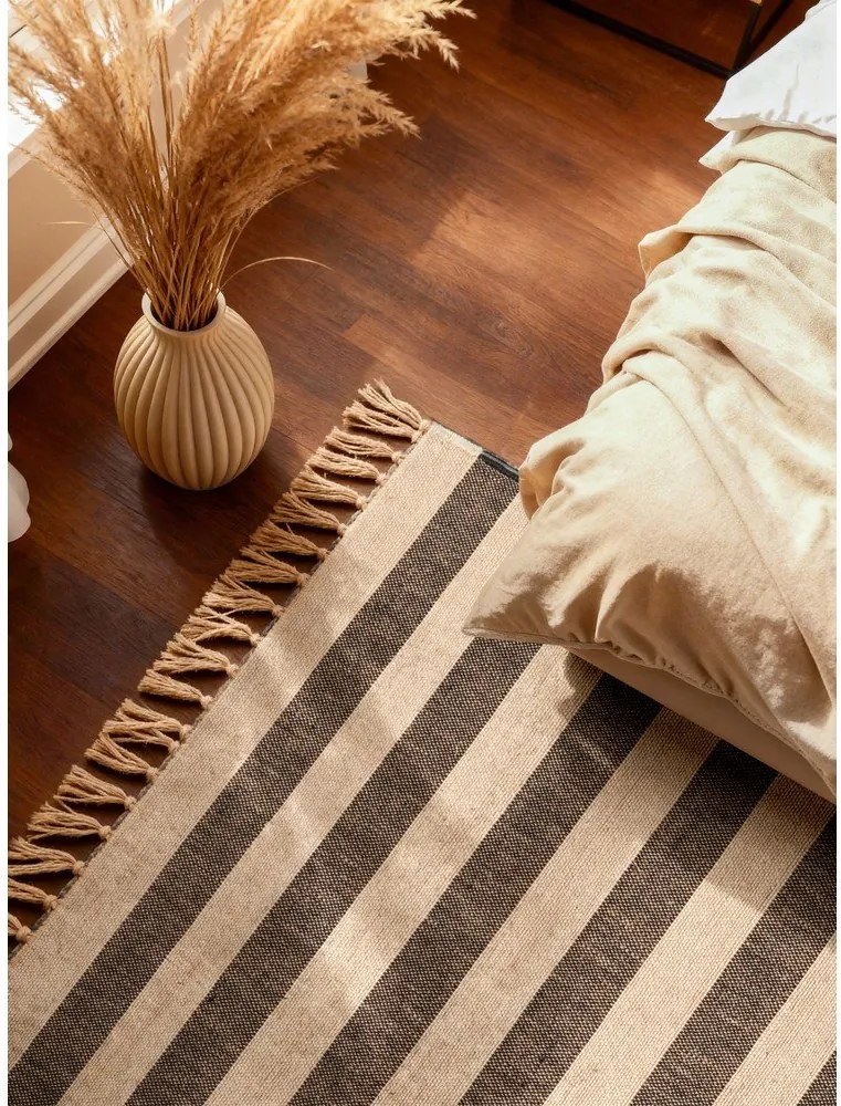 Черен/кремав двустранен/ръчно изработен ютен килим 120x170 cm Playa – Hanse Home