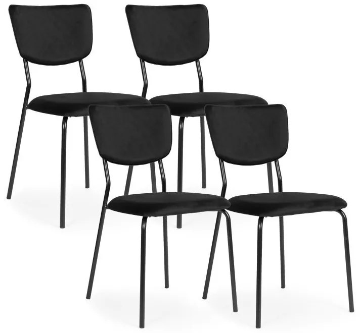 Комплект от 4 трапезни стола - тапицирани кадифени столове с метална конструкция