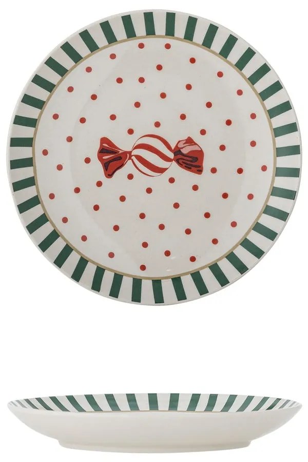 Бяла десертна глинена чиния с коледен мотив ø 16 cm Yule – Bloomingville