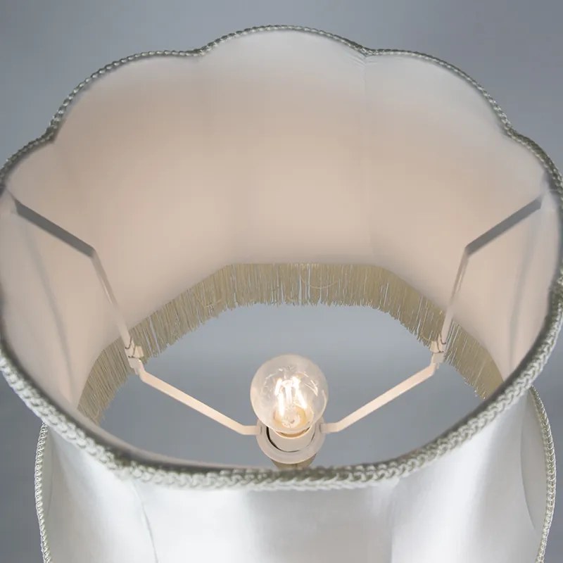 Ретро подова лампа месинг с абажур Granny крем 45 см - Kaso