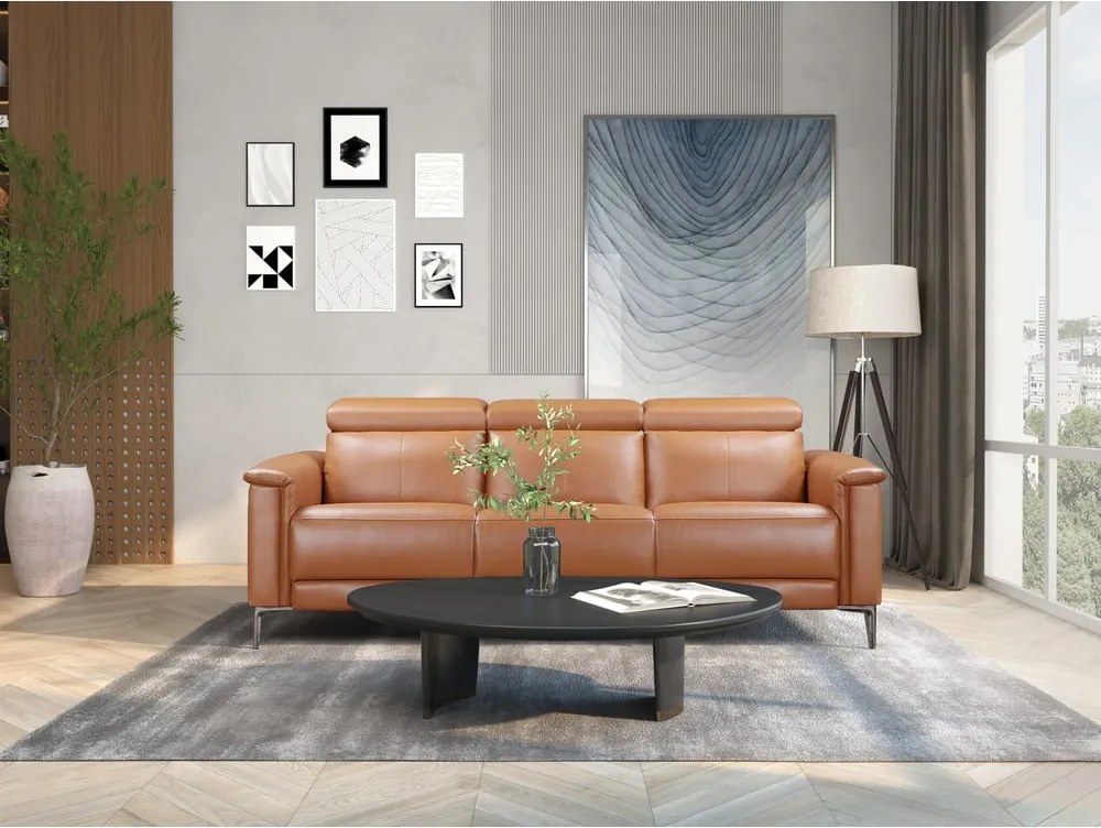 Кафяв диван от изкуствена кожа 222 cm Lund – Støraa