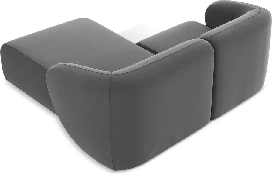 Сив кадифен ъглов диван (десен ъгъл) Lani – Makamii