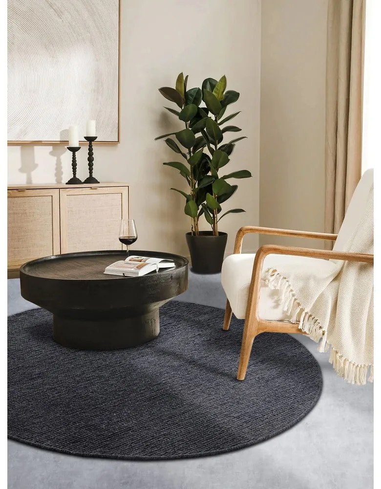 Тъмносив ръчно изработен вълнен кръгъл килим ø 200 cm Francois – Villeroy&Boch