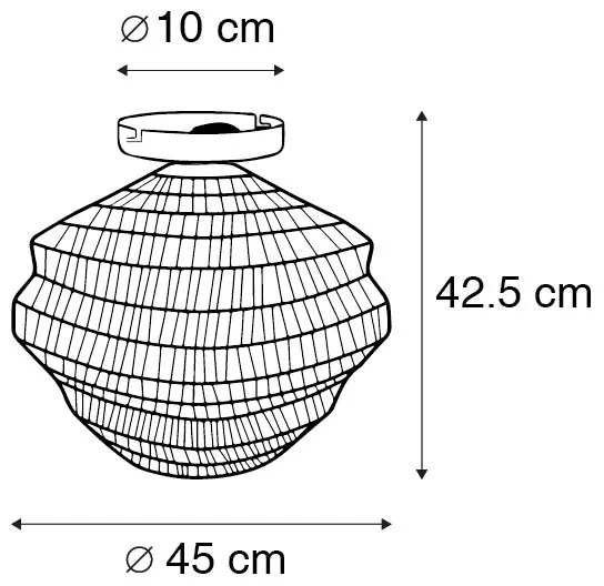 Ориенталски таванен аплик черен 45 см - Vadi