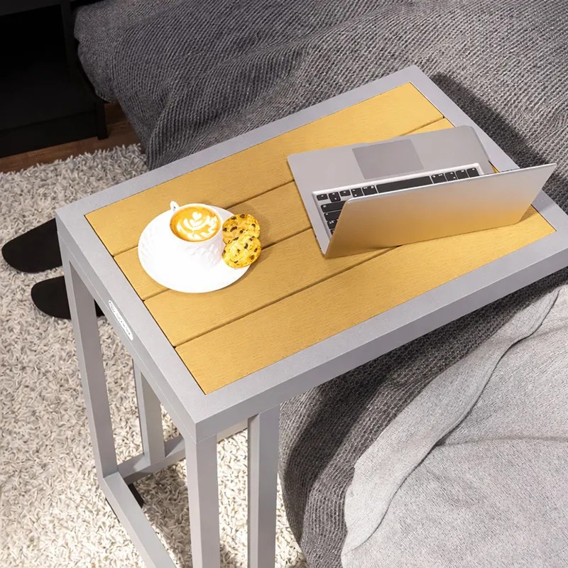 Странична масичка с WPC плоскост - 65,5 x 50 x 40 cm Черен