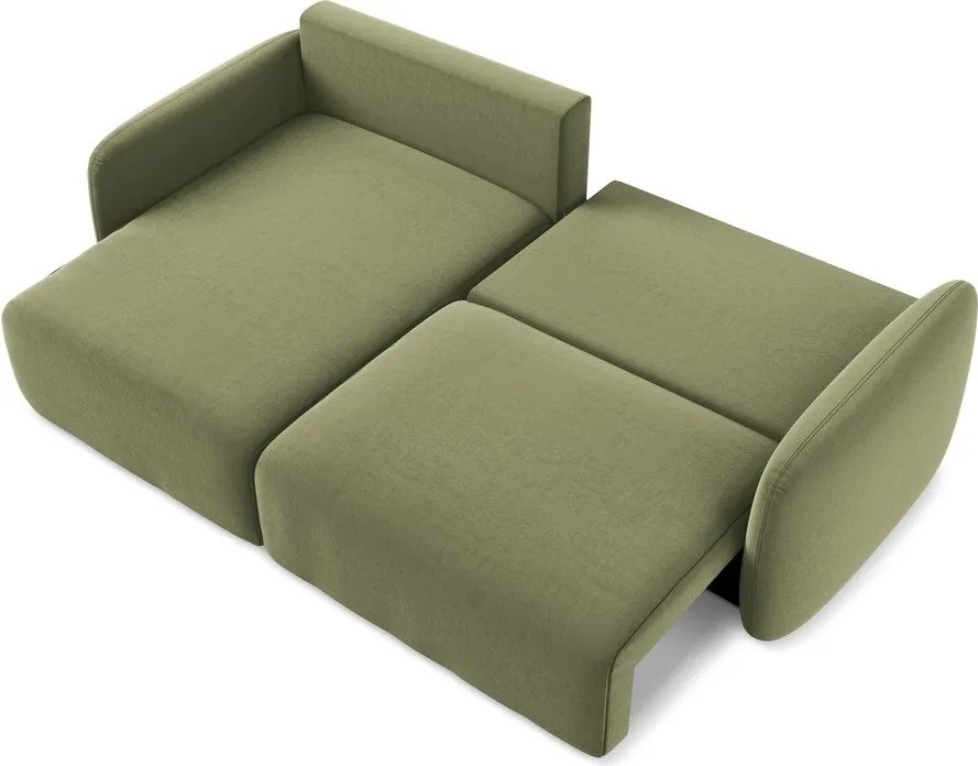 Зелен кадифен сгъваем/с място за съхранение ъглов диван (ляв ъгъл) Kalena – Makamii