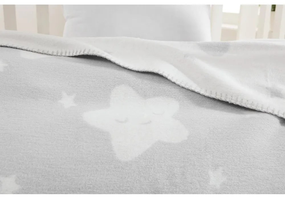 Светлосиво бебешко одеяло от флийс 100x120 cm Star – Mijolnir