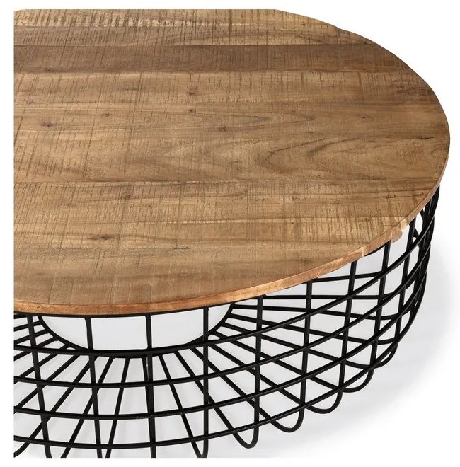 Кръгла масичка за кафе с акациев плот в естествен цвят ø 102 cm Suvan – MOME