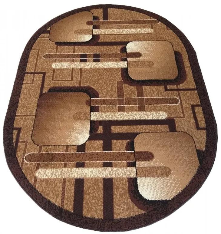 Овален килим в кафяво с геометрични шарки Ширина: 80 см | Дължина: 150 см