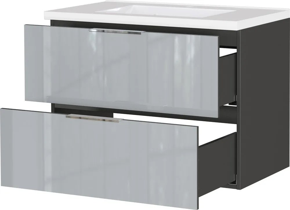 Сив гланцов стенен шкаф за мивка 81x61 cm Celano – Germania