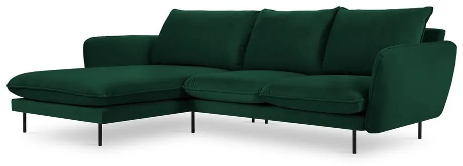 Тъмнозелен ъглов диван от кадифе (ляв ъгъл) Vienna - Cosmopolitan Design