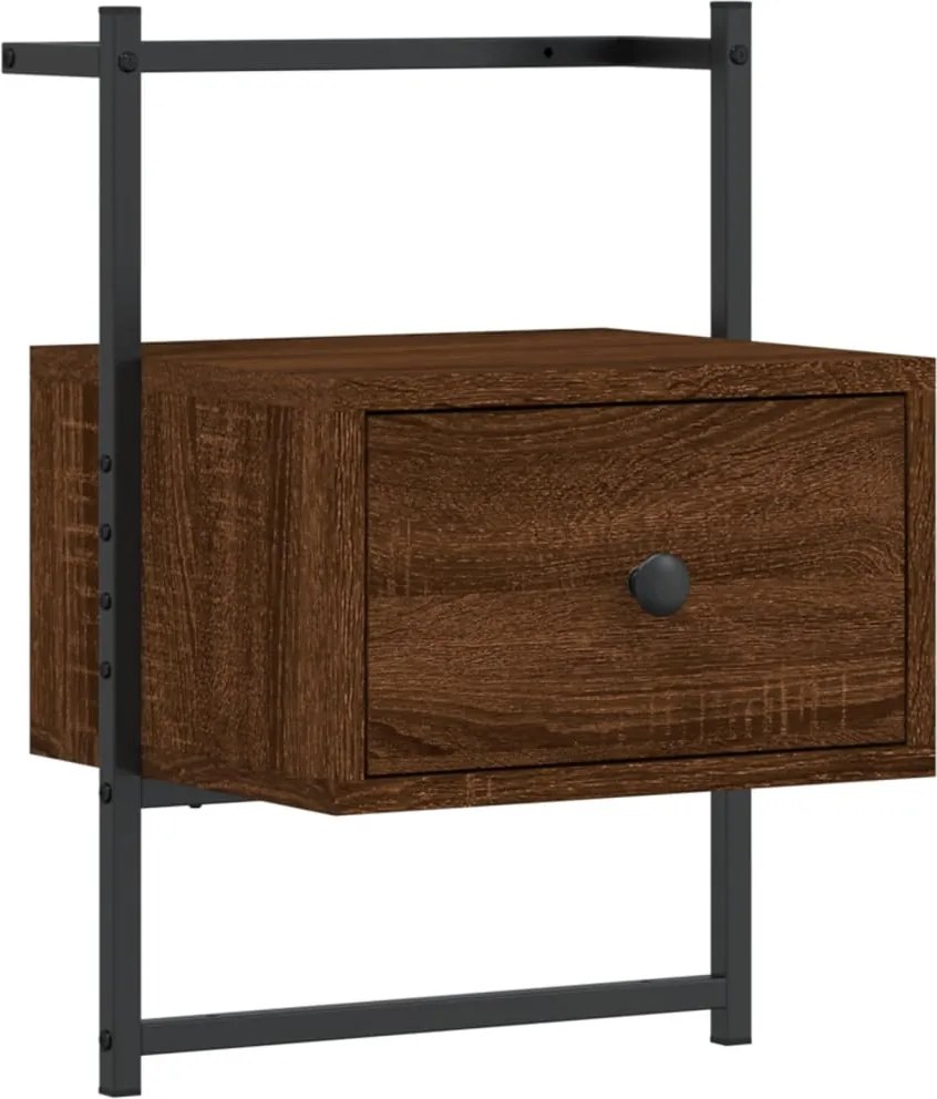 833451 vidaXL Нощно шкафче стенно кафяв дъб 35x30x51 см инженерно дърво