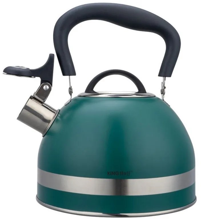 Свирещ чайник Kinghoff KH 1855, 1.8 л, Индукция, Топлоизолирана дръжка, Зелен